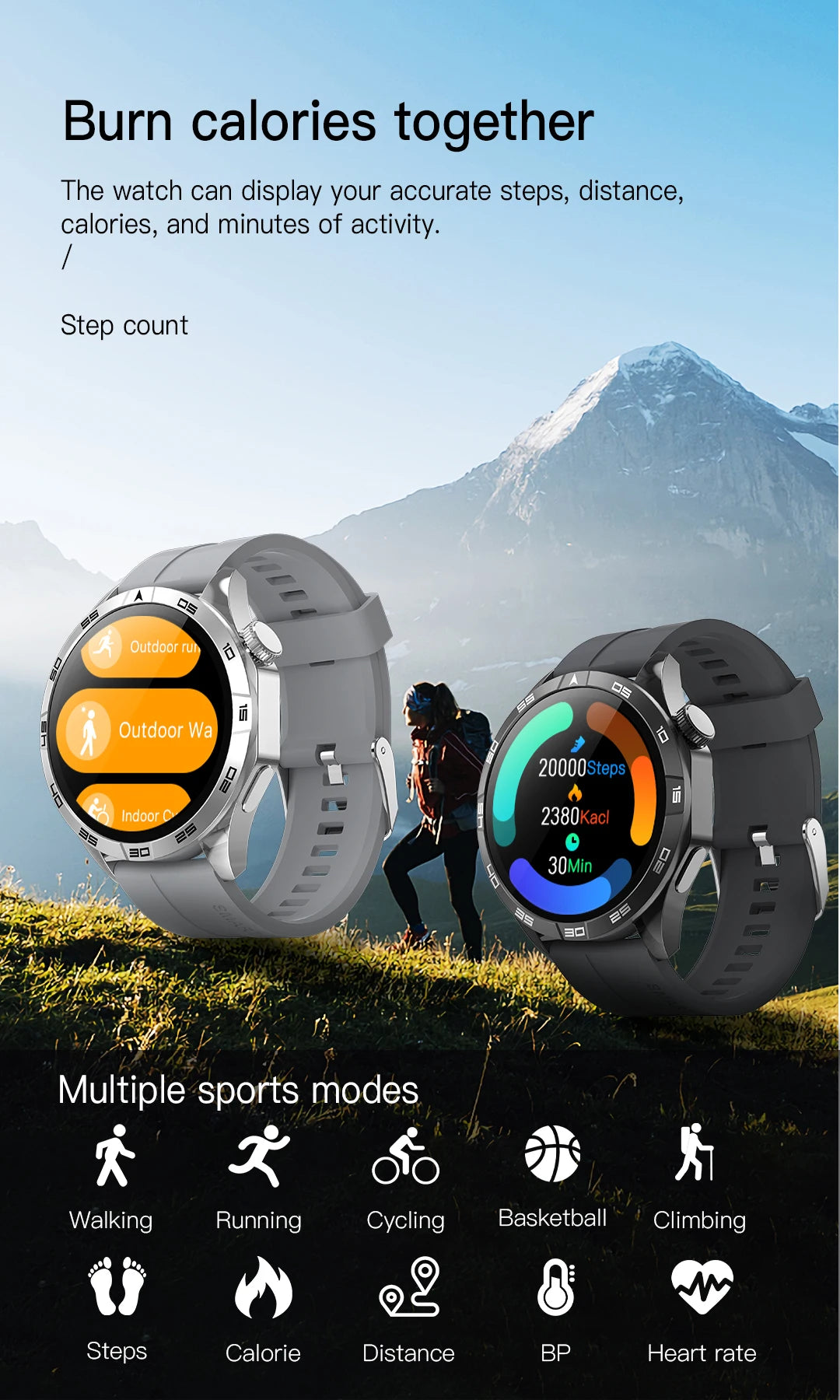 Smart Watch for Men Bluetooth Call Music Play Heart Rate Monitor Outdoor Activities Calorie Tracker Sport Watch