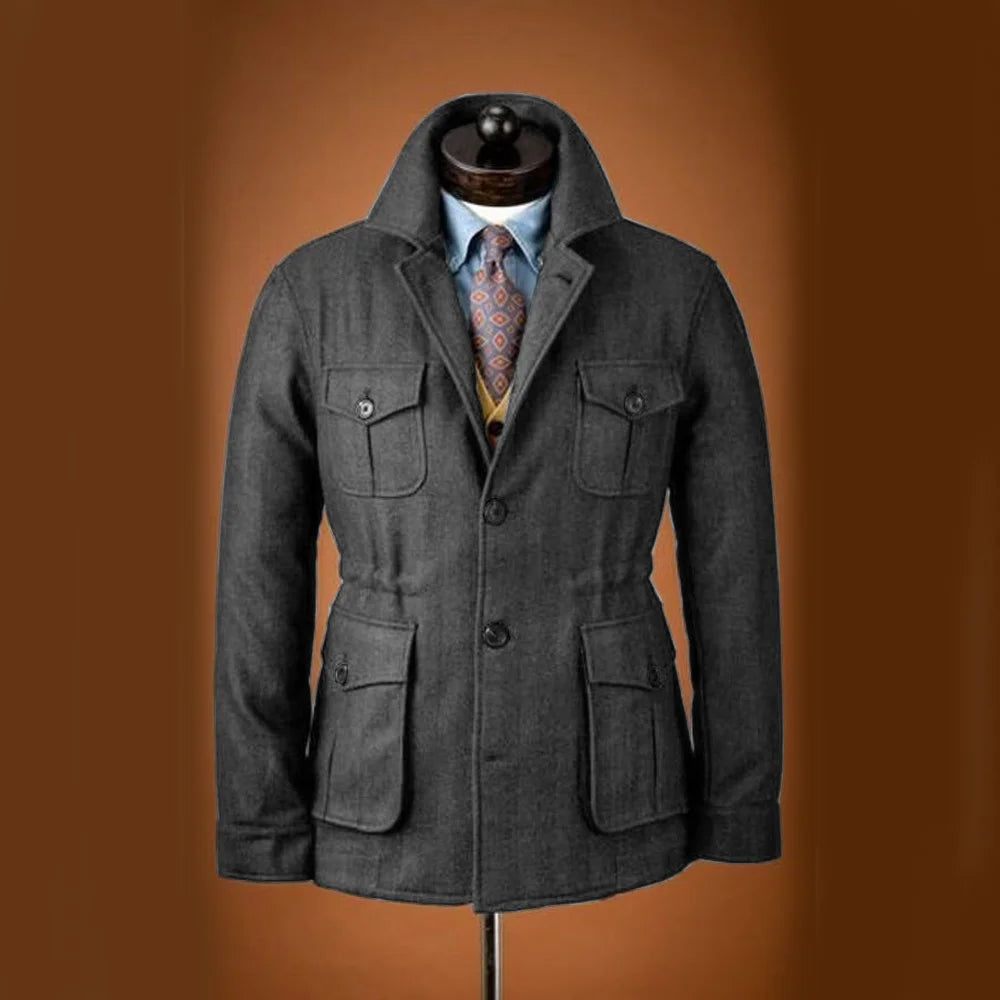 Men's Tweed Jacket Tuxedo Woolen Suit High Quality Costumes Wool Single Breasted Casual Slim Fit Male Blazers Autumn Winter