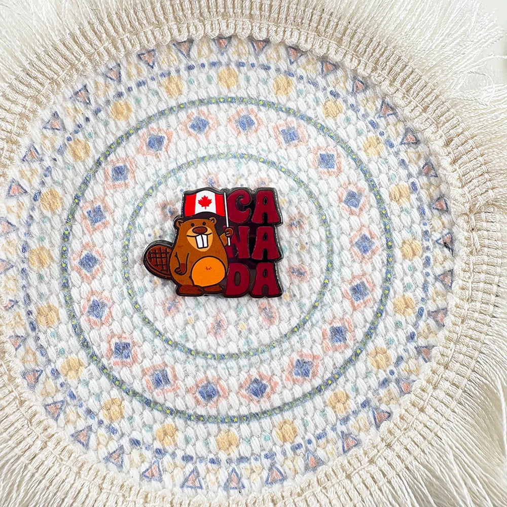 Canadian Beaver Canada Day Maple Leaf Flag Enamel Pin Cute Animal Lapel Brooch Badge Backpack Hat Clothing Accessories Jewelry