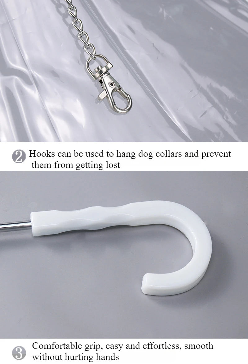 Pet Umbrella Teddy Small Dog Umbrella with Traction Dog Chain Walking Umbrella Rainy Travel Convenient Dog Raincoat Umbrella