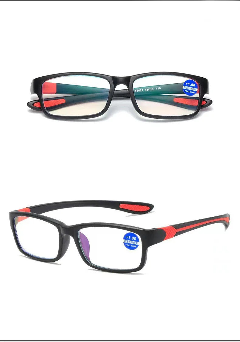 Reading Glasses Men Women Sports Anti-blue Light Reading Eyewear Black Red Frame Presbyopia Eyeglasses 0 to 400 Glasses