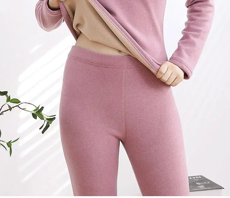 Thermal Underwear For Women Winter Warm thicken lamb fleece high elastic Long Johns bottoming Two Piece Sets Thermos Clothing