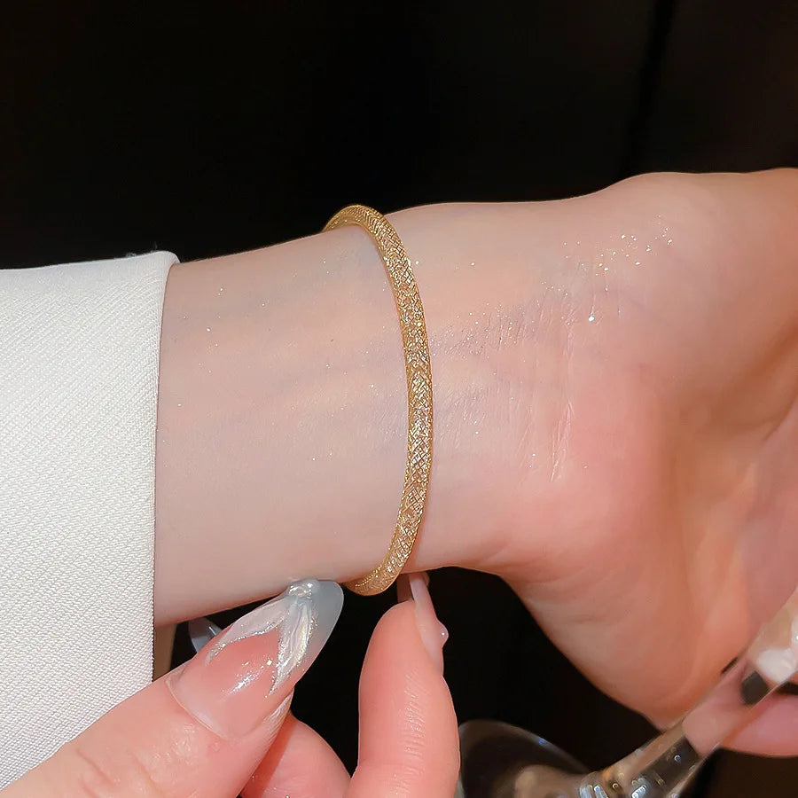 Gold Color Mesh Bracelet for Men Women Shiny Inlaid Zircon Crystal Bracelets Bangles Unique Design Hand Jewelry Couple Gifts