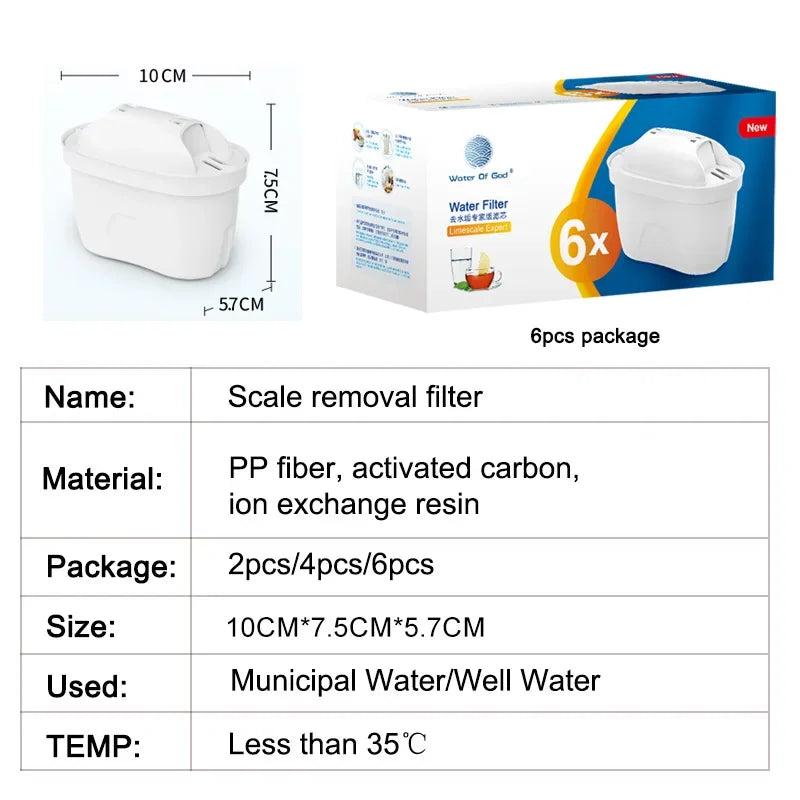 For Brita Maxtra 2PCS/6PCS Water Filters Cartridge Limescale Chlorine Impurities Purify Kettle Activate Carbon Water Filter
