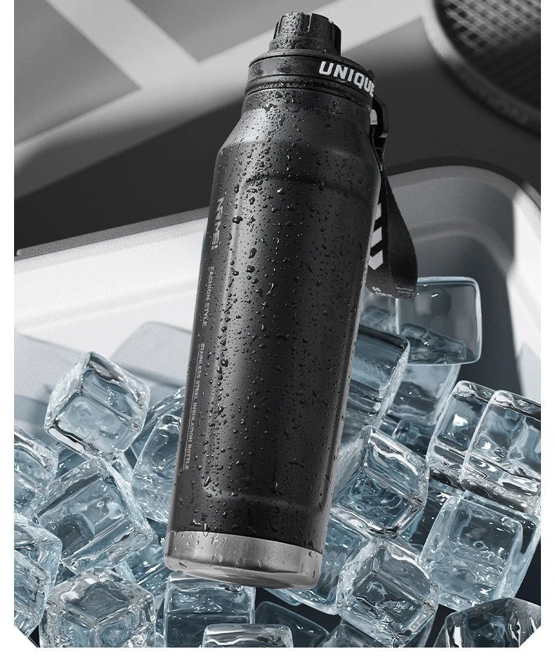 1L Insulated Stainless Steel Bottle Thermos Water Cup Qutdoor Sports with Handle Vacuum Double Wall Flasks