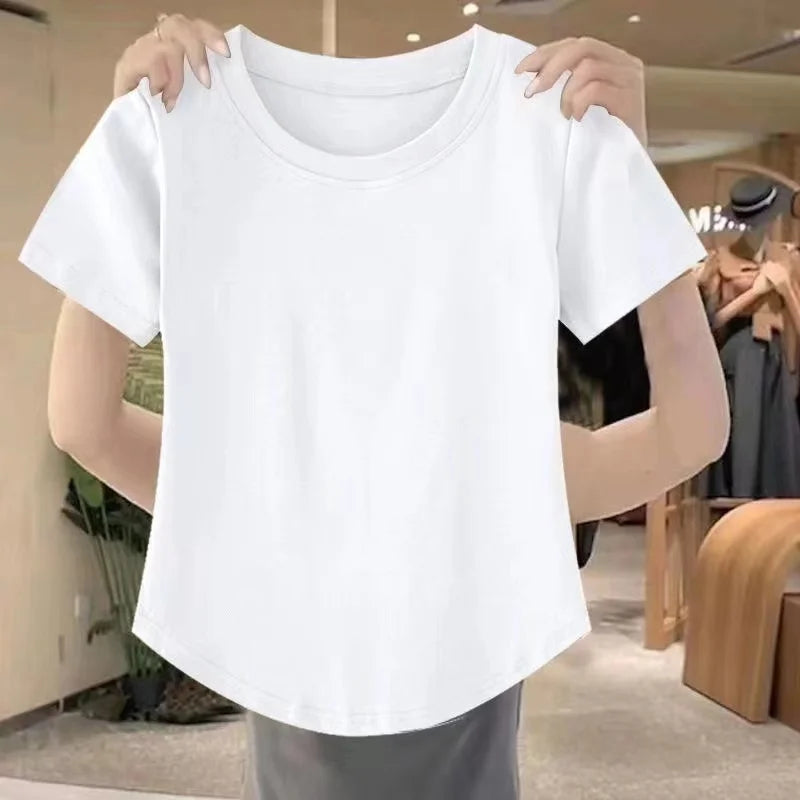 Summer Fashion Short Sleeve T-Shirt Women's Loose plus Size Slimming Top Cover up Body Shirt Casual Style Polyester Fabric