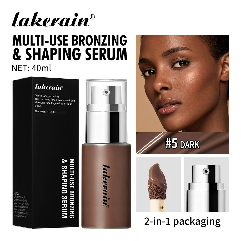 Lakerain Contouring Shaping Serum Long Lasting Nature Bronzing Foundation Deep Moisturizing Brighten Facial Contouring Concealer