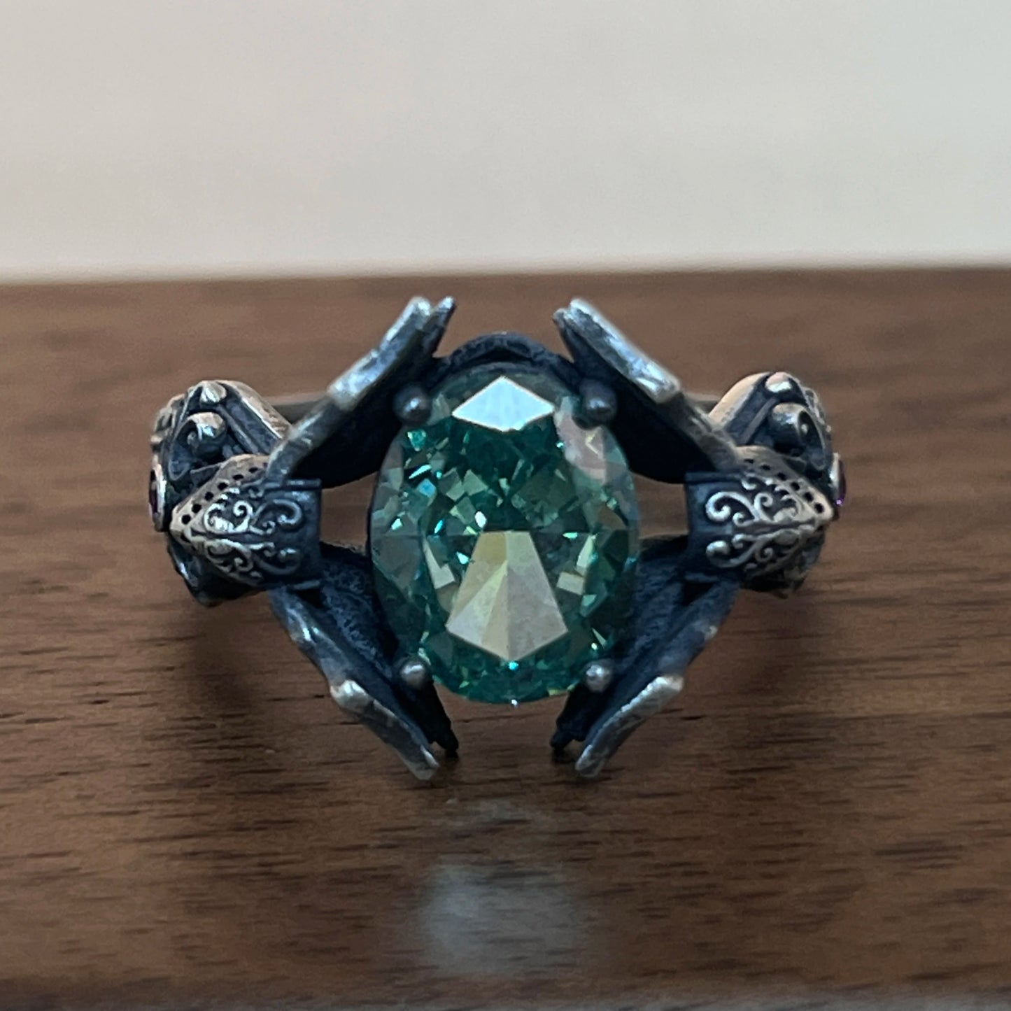 Sterling silver 925 original design hand-made Gothic dark soldiers set with diamonds ring