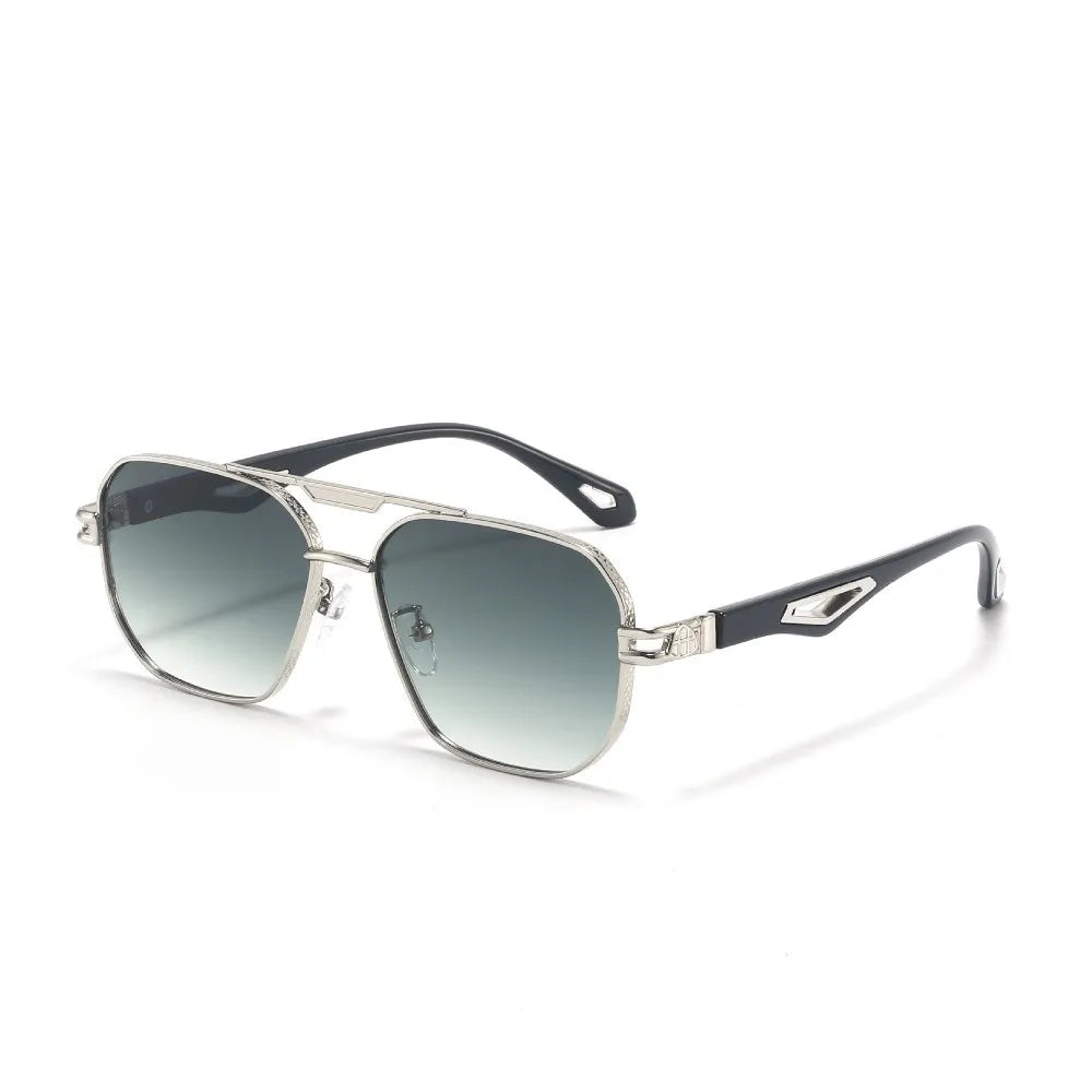 Retro Double Bar Sunnies Square Frame Sunshade Eyewear Unisex Polarizing Lens Sunglasses PC Decorative Anti-UV Glasses Summer
