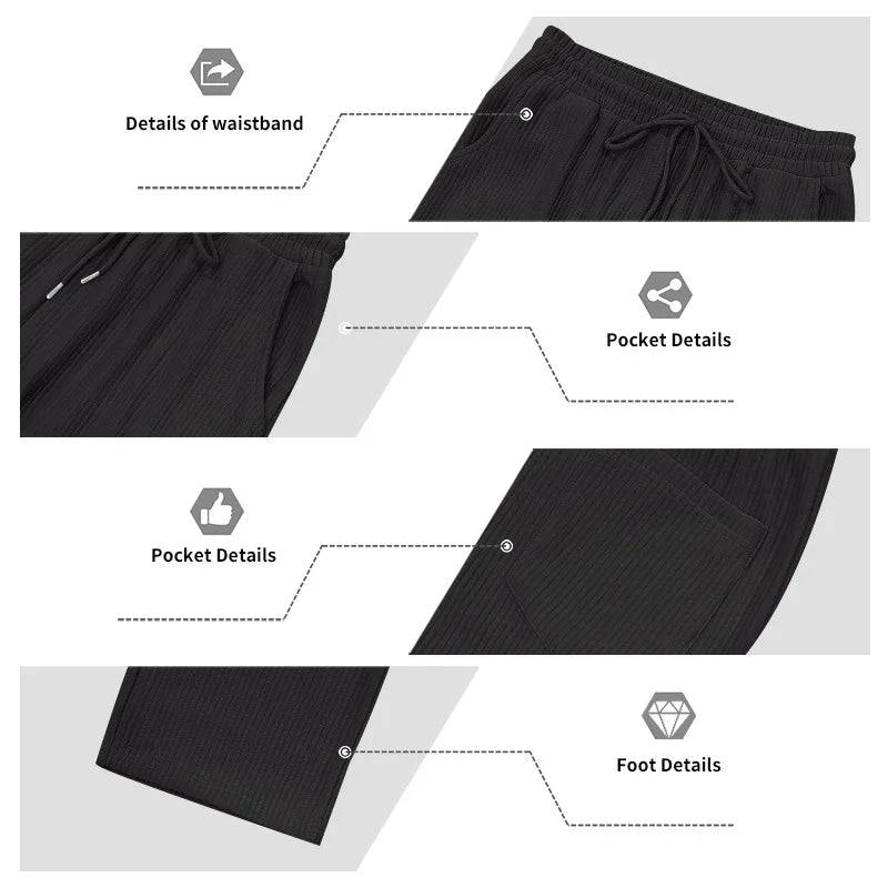 European and American Independent Station Men's Casual Trousers Loose Straight Pants Pit Strips Jacquard Wide Leg Pants