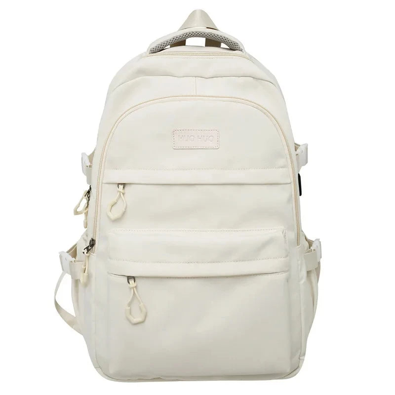 College Style Canvas School Bags For Girls Solid Junior High School Student Schoolbag Korean Version Laptop Backpack Women Boys