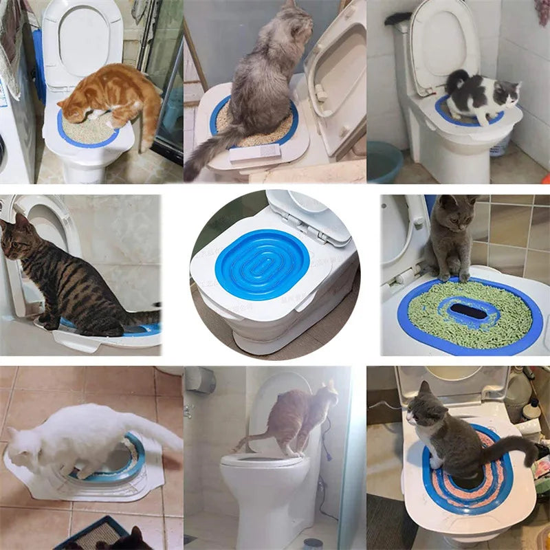 Pet Cat and Dog Toilet Training Artifact Kit Sand Tray Toilet Removable Reusable Trainer Toilet Pet Cleaning Training Products