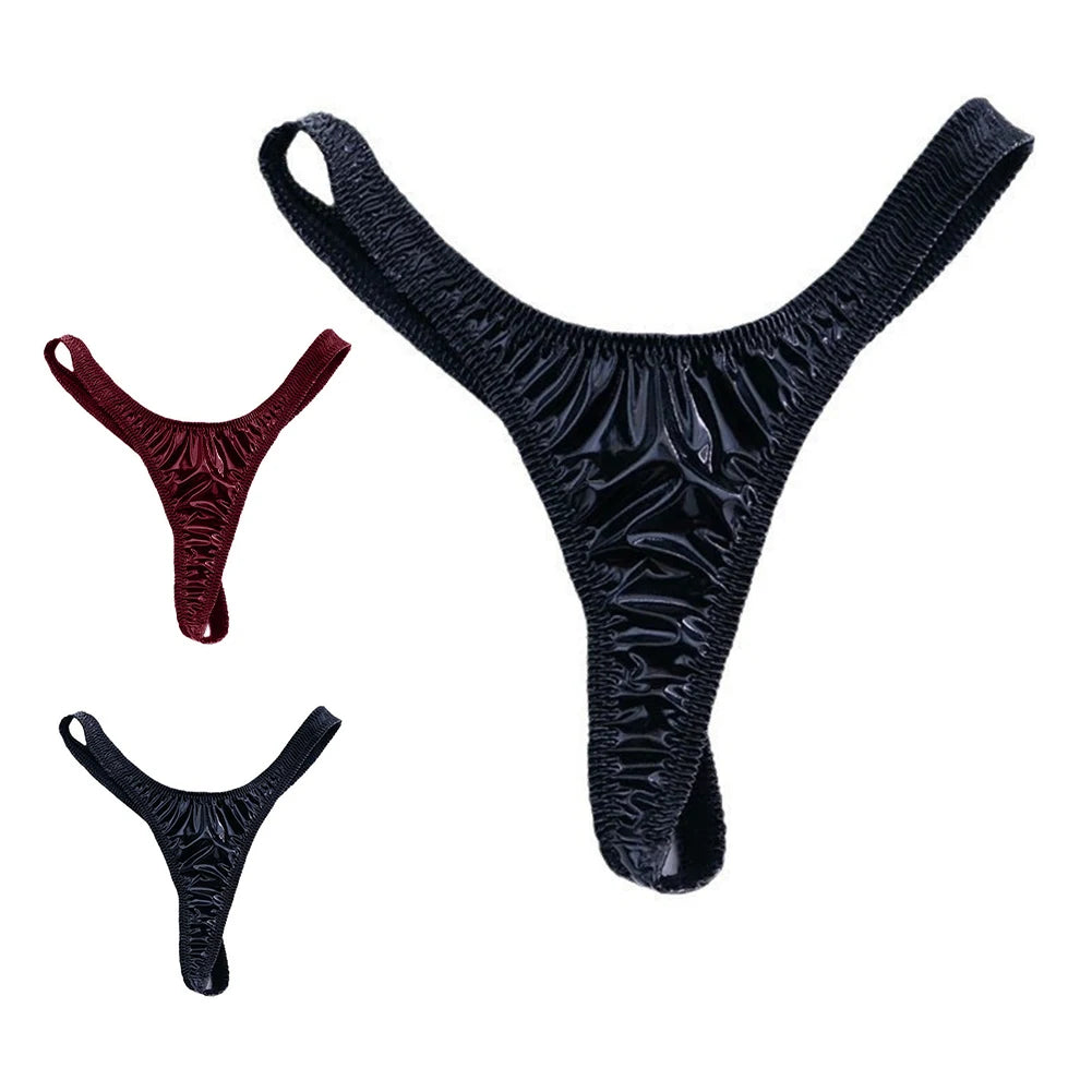 Fashion Hot New Comfort Women Thongs Lady T-Back Wet Look Panties Fashionable Lingerie Knickers Patent Leather