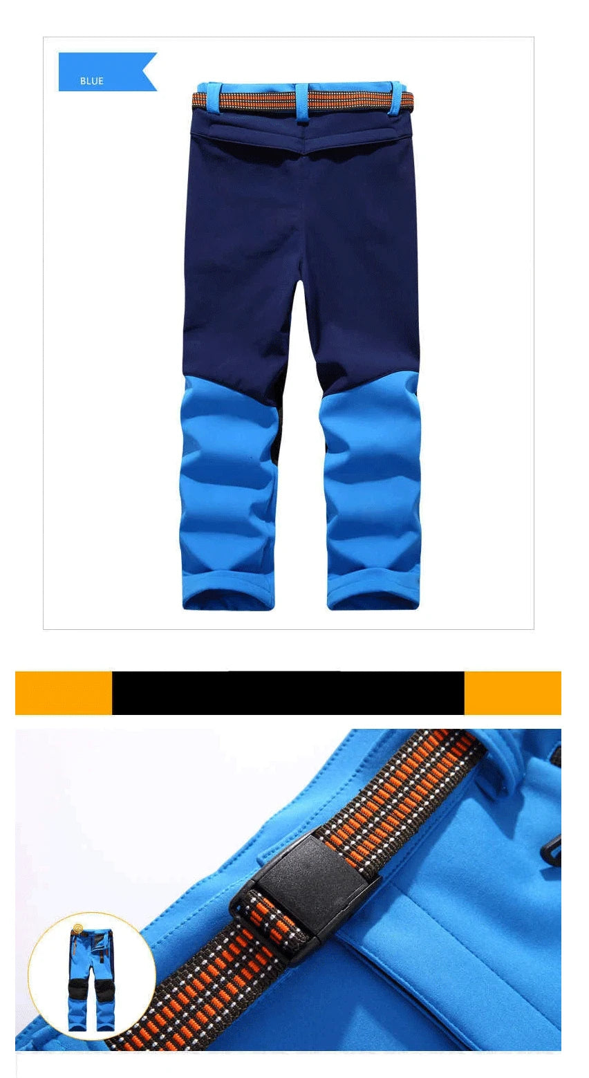 new spring windproof waterproof children outdoor kids pants boys girls soft shell pants warm teens climbing pants sweatpants