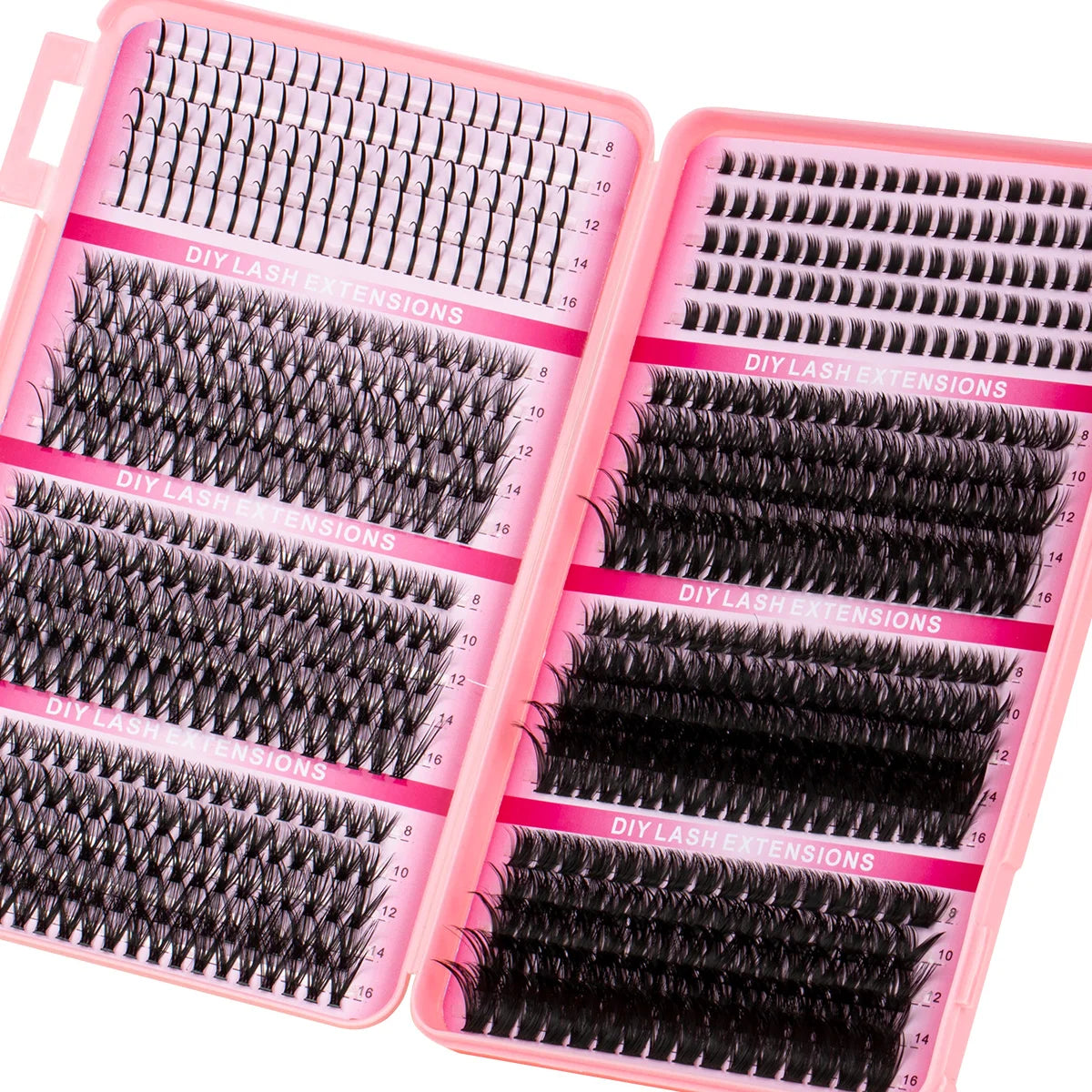 DIY Eyelash Extension Kit Soft Natural Look Wispy Kit with Bond & Seal Tweezers Reusable Cluster Lashes D Curl Individual Lash