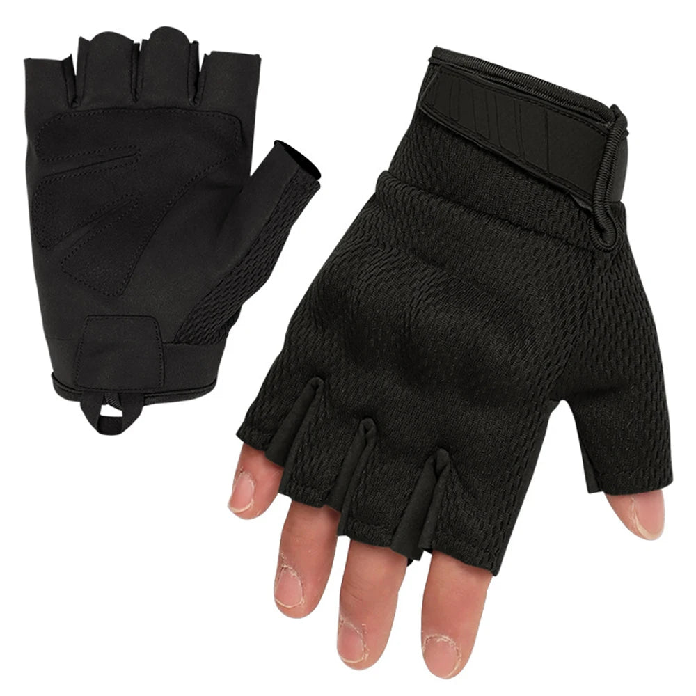 Men's Tactical Touch Screen Half Finger Gloves Compatible Combat Shooting Hunting Outdoor Sports Work Mittens Gloves