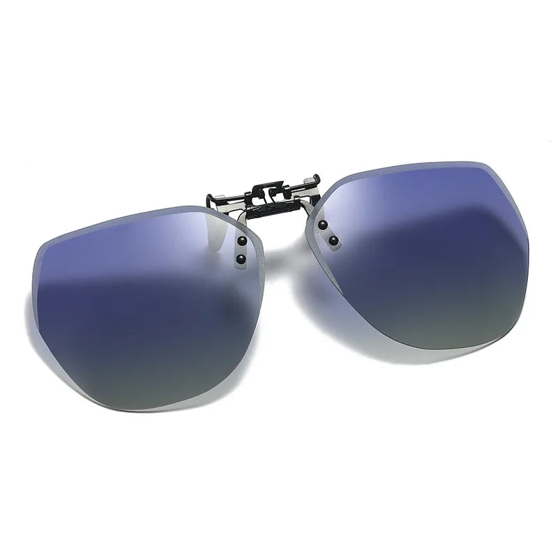 Polarized Clip Sunglasses Men Women Flip Up Photochromic Driving Glasses Mirrored Sun Glasses UV400 Night Vision Fishing Goggle