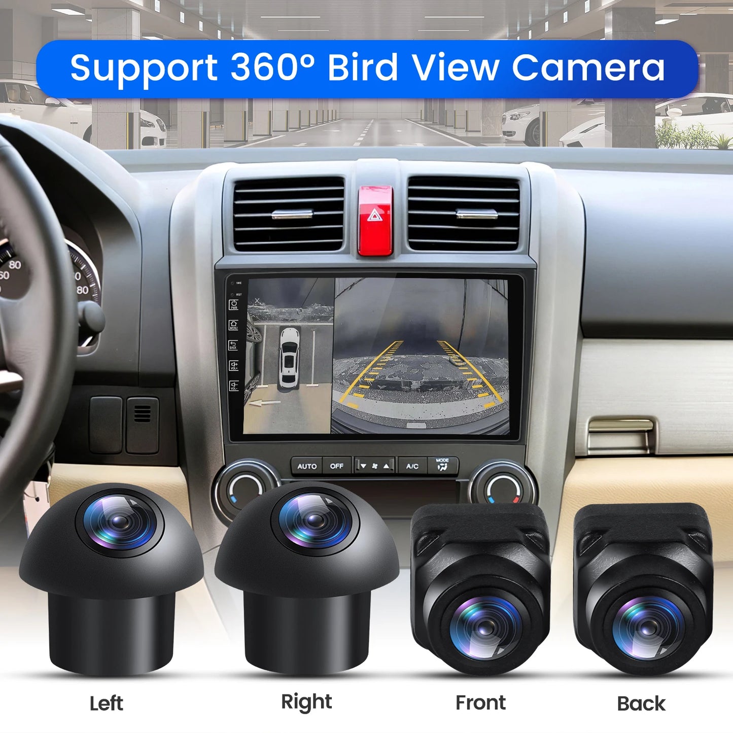 MEKEDE 360° Panoramic Camera HD Rear / Front / Left / Right 3D 360 Bird View Panoramic Accessories For Car MP5 Multimedia player