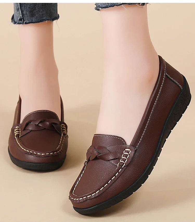 Women Shoes Soft Leather Women's Loafer 2025 New Flats Slip On Casual Shoes Flat Shoes Women White Footwear Zapatos De Mujer