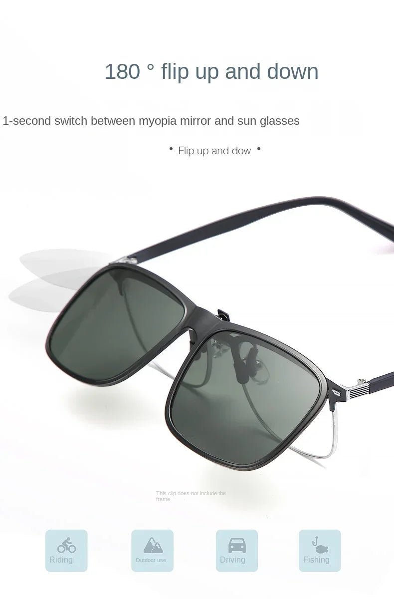 Polarized Flip Up Clip on Sunglasses for Driving Dark UV400 Photochromic Anti Glare Lens MyopiaSun Glasses Car Driver Очки