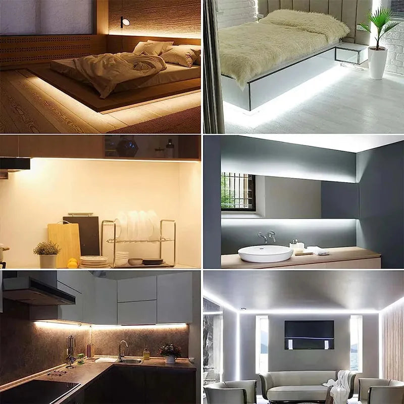 12V 24V 5m LED Strip Light 2835 120/180/240 LEDs Flexible Tape Bright 8mm PCB  Home Decoration