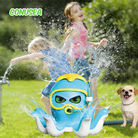 outdoor Water Toy Baby Bath Toys Cartoon Squid windmill Sprinkler Rotating Spray Garden Yard  Fun Games Toys for Kids boys girls