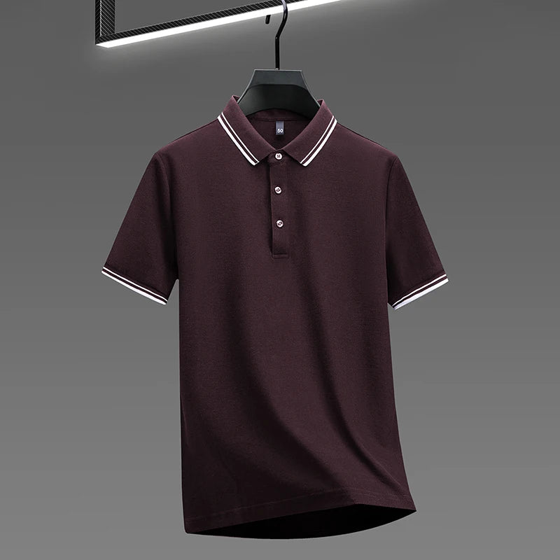 100% pure cotton men's polo shirt summer fashion casual short sleeved comfortable luxury new simple solid color lapel T-shirt