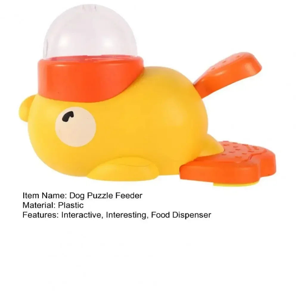 Cartoon Duck Pet Automatic Feeder Exercise Dog Intelligence Interactive Dog Food Dispenser Cat Dog Leakage of Toy Food Utensils