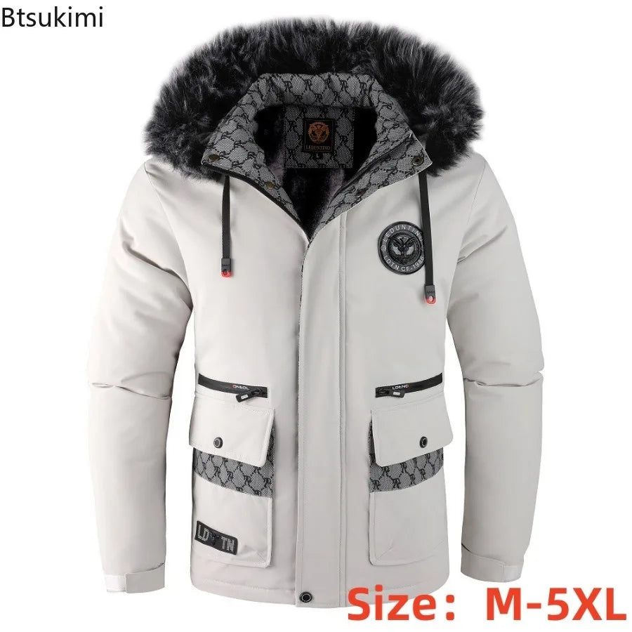 Winter Men Hooded Fur Collar Winter Coats Down Jackets High Quality Male Thicker Windproof  Warm Parkas Hombre Casual Jackets