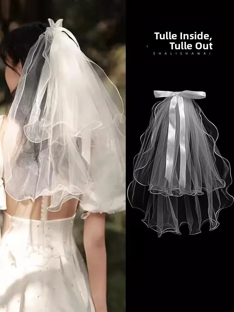 Wedding Veil Bridal Headwear Engagement Proposal Simple Elegant Soft Tulle Headpiece for Bride Ceremony Registration