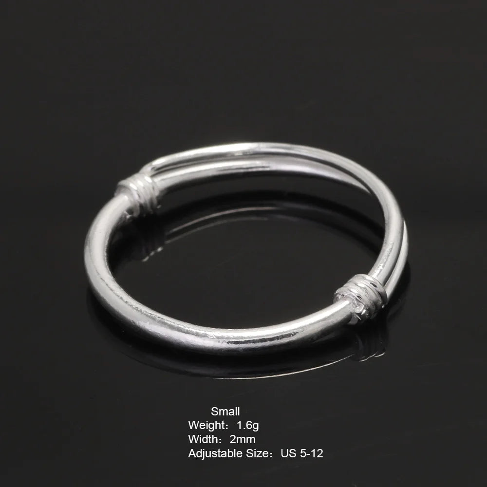 Authentic Sterling Silver 999 Minimalist Ring for Men and Women Personalized Sliding Adjustable Ring for Couples Fine Jewelry
