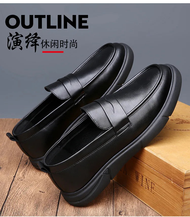 Genuine Leather Men's Business Leather Shoes Soft Soled Comfortable Men's Driving Shoes Loafers