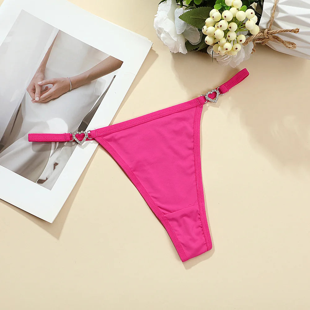 Women Sexy Thongs Low Rise Ladies G-string Heart Decoration Panties Ladies Sexy Costume Lingerie for Women