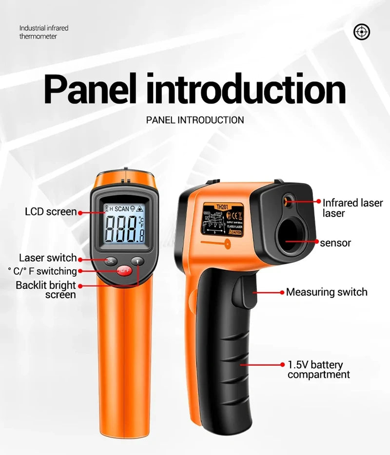 TH201 Digital Thermometer Handheld Non-Contact Laser Temperature Meter Gun Temperature Tester Instruments Pyrometer 2025