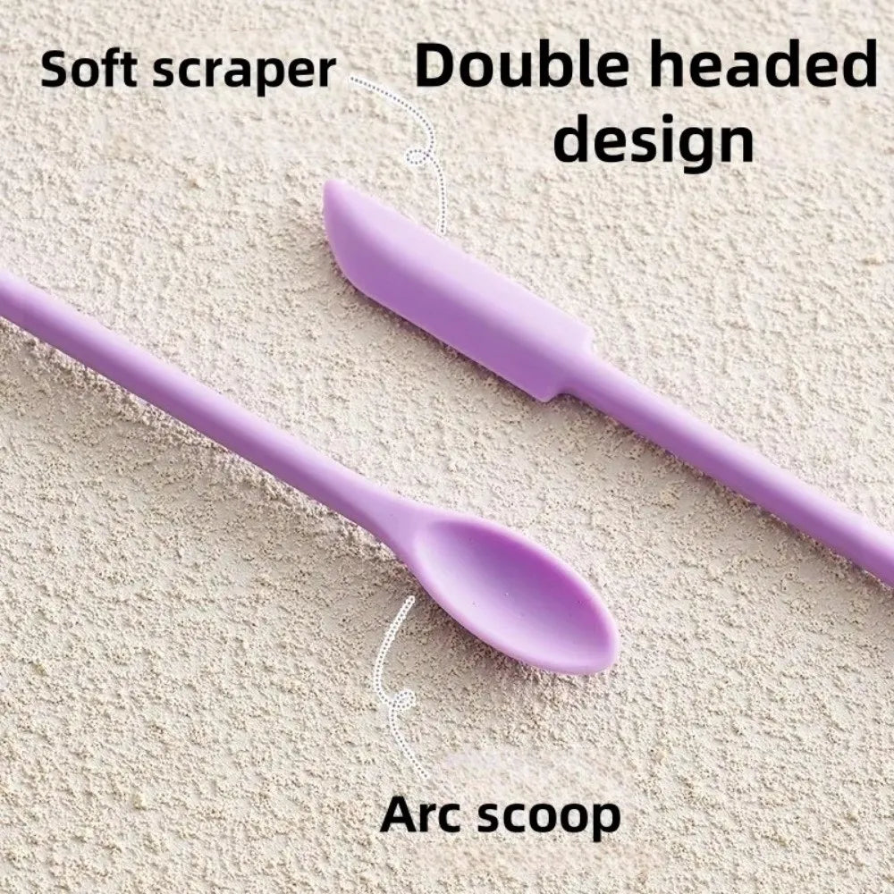 3pcs Portable Mini Silicone Scraper Soft Lengthened Face Mask Brush Double-head Cosmetic Digging Spoon Makeup Brushes Set