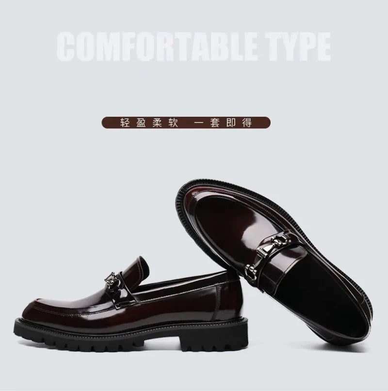 Men's Dress Leather Shoes Horse Street Buckle High Quality Men's Oxford Shoes Wedding Party Office Formal Shoe Large Size 38-48