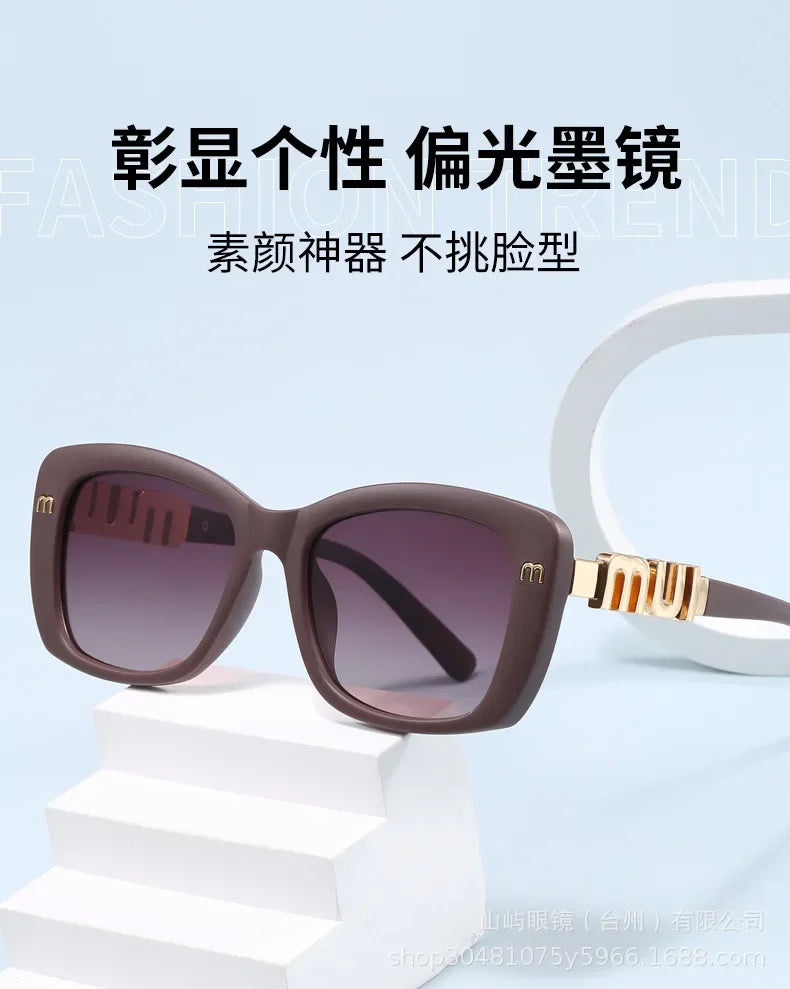 Ins Big Square Polarized Sunglasses 2025 New Fashion Women Men High-end Letters Sun Glasses Ladies Trendy Gafas De Sol UV400