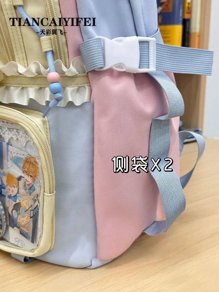 School Bag Ita Bag Young Girl School Backpacks Girl Ins Sweet Japanese Backpack Y2K Transparent Display Bag Large Backpack