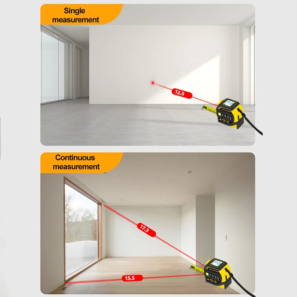 5m Measuring Tape 40-100m Distance Laser Rangefinder Infrared Electronic Ruler Cross Line USB Rechargeable bluetooth Drawing
