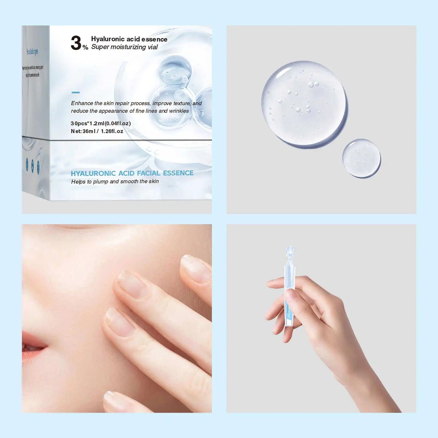 Skin Care Hyaluronic Acid Liquid Serum Facial Moisturizing Lifting Glow Up Facial Essence Quick Absorption Dermapen Serum