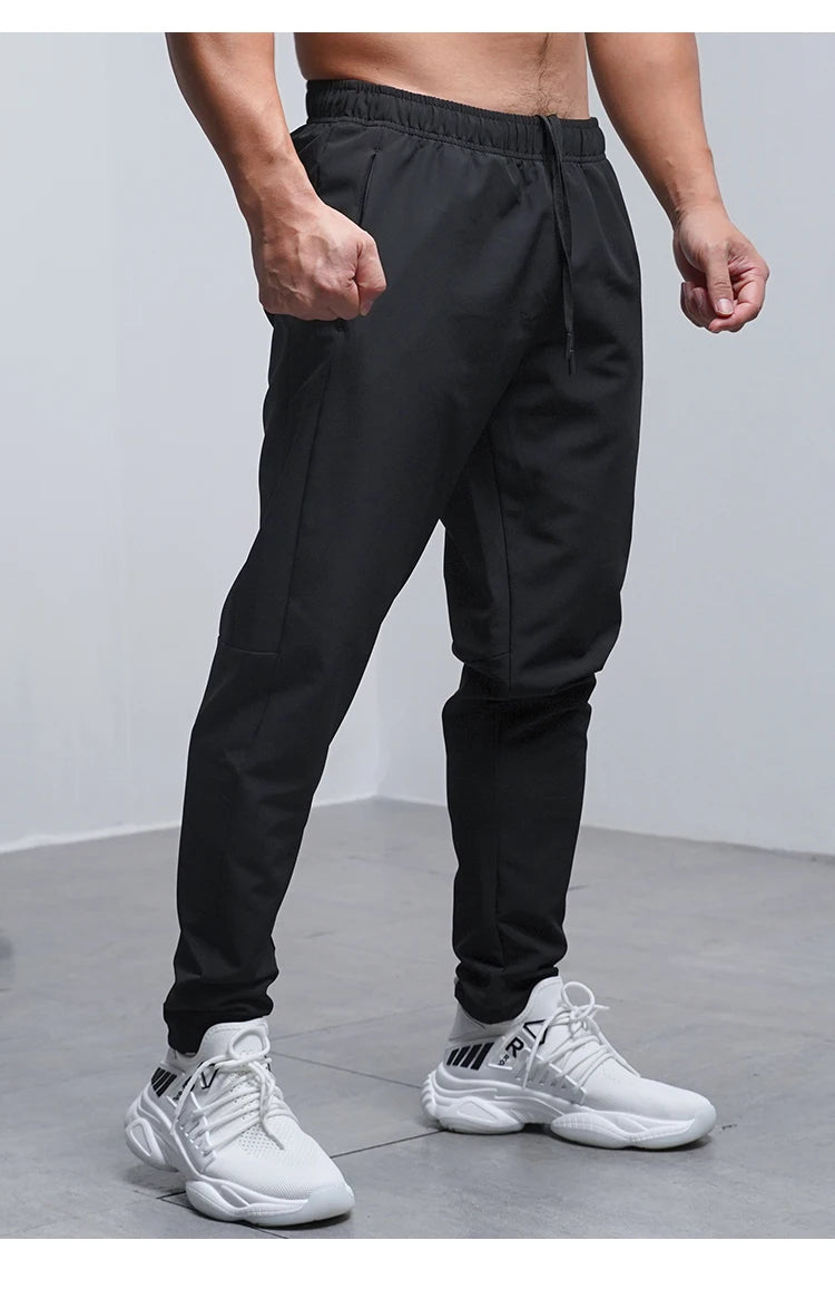 Breathable Loose Running Pants Men Autumn Winter Sport Training Gym Sportswear Elastic Waterproof Outdoor Zip Pocket Sweatpant