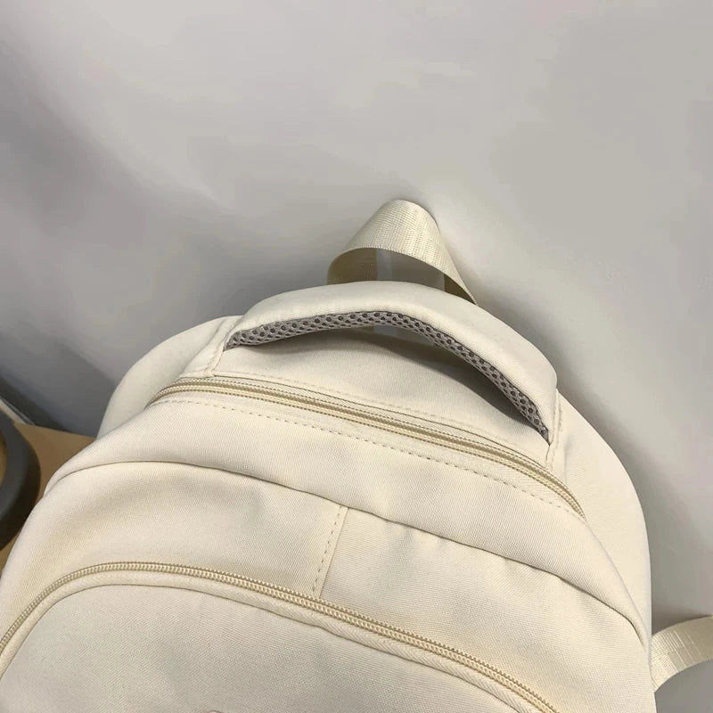 College Style Canvas School Bags For Girls Solid Junior High School Student Schoolbag Korean Version Laptop Backpack Women Boys
