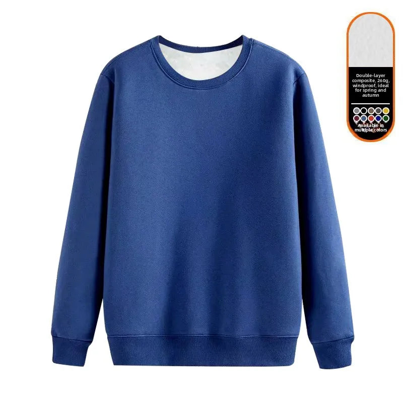 Men's Fleece Lined round Neck Sweatshirt Loose Long Sleeve T-Shirt Thickened Lamb Velvet Warm Winter Base Layer Shirt