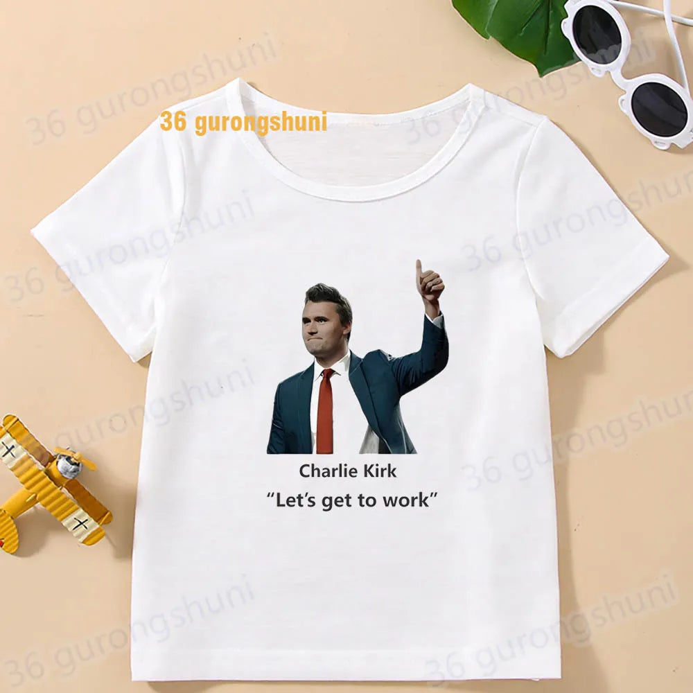 Kids tshirt turning point usa Children clothes Girl t-shirts charlie kirk freedom T shirt Baby tops Boys man summer Short Sleeve