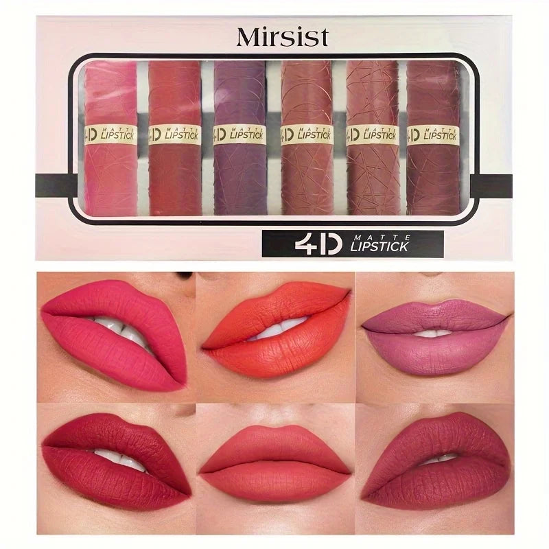 A set of 6 newly launched long-lasting brownish-red lipsticks