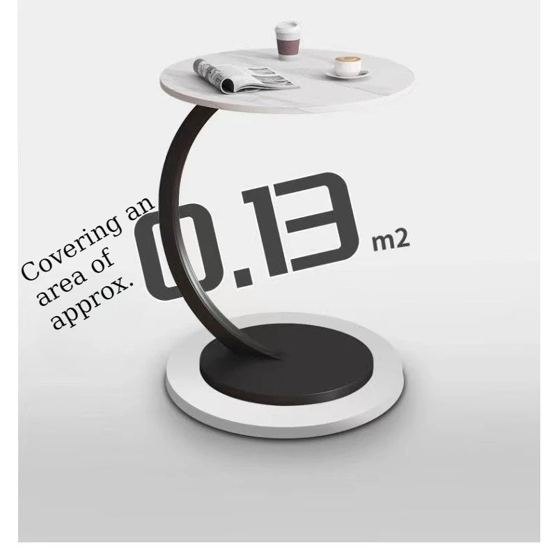 Space Saving Round End Table, Movable Small Accent Table with Drawer for Living Room, Bedroom,  Easy  Roll  Nightstand