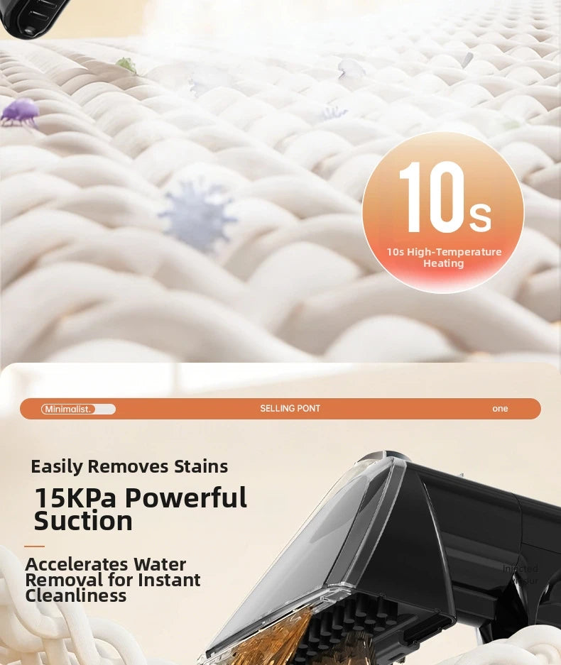 Handheld Fabric Steam Cleaner Multi-Purpose Upholstery Washer for Sofa, Curtain & Mattress 1500W High-Pressure Spray & Suction