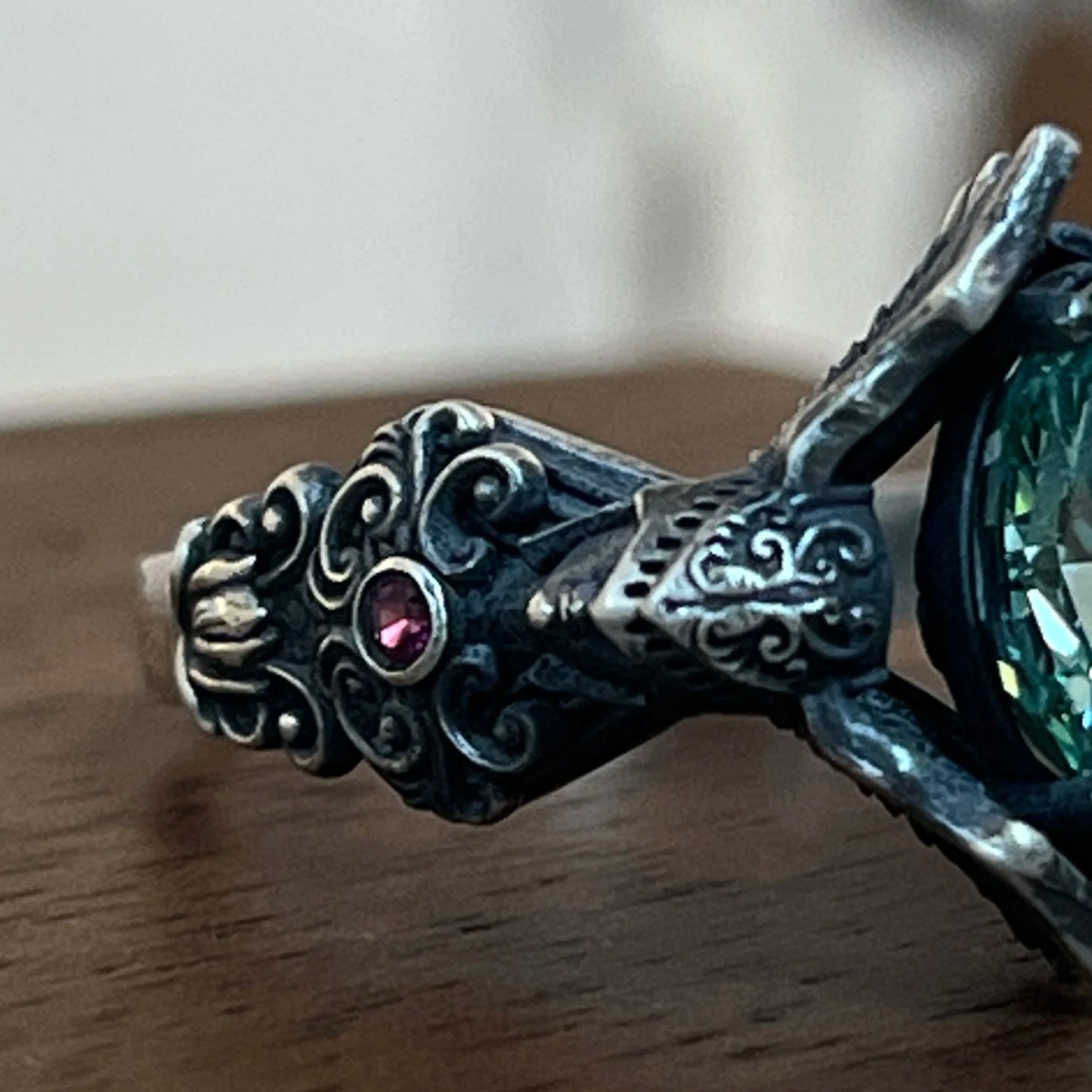 Sterling silver 925 original design hand-made Gothic dark soldiers set with diamonds ring