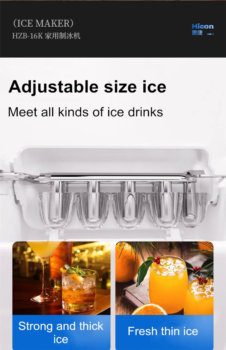 Ice Maker 15KG Automatic Household Mini Ice Cube Machine, Portable Intelligent Quiet Ice Maker for Home Dormitory Outdoor Use