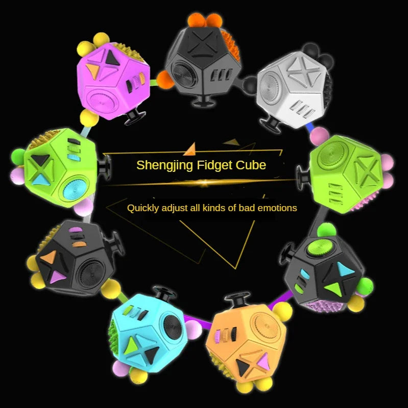 Relieve Anxiety and Improve Focus in Children with Autism, ADHD, and Anxiety - EDC Hand Fidget Toy for Kids 12 Sides Anti-Stress
